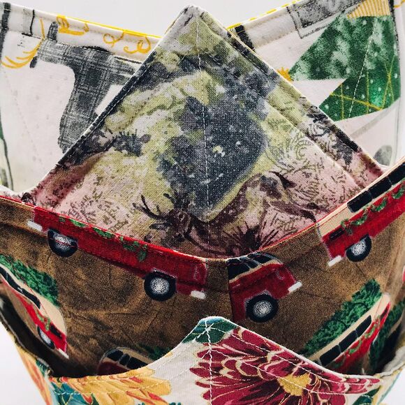 Set of 4 Holiday Microwave Soup Bowl Cozies, Reversible, Classic Collection - Picture 8 of 10